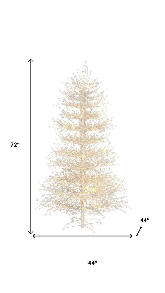6' White Pre Lit Full Frosted Spruce Christmas Tree