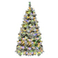 6' White Pre Lit Full Frosted Spruce Christmas Tree With Decorations