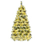 6' White Pre Lit Full Frosted Spruce Christmas Tree With Decorations