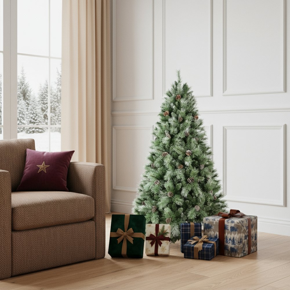 8' Full Pine Christmas Tree With Decorations