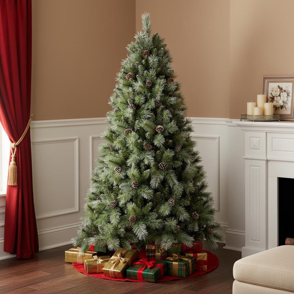 8' Full Pine Christmas Tree With Decorations