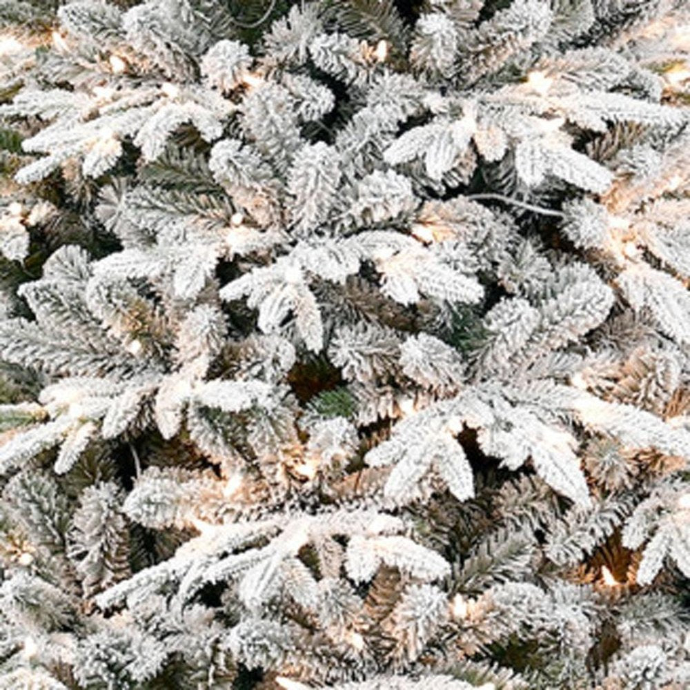 5' White Pre Lit Full Flocked Fir Christmas Tree