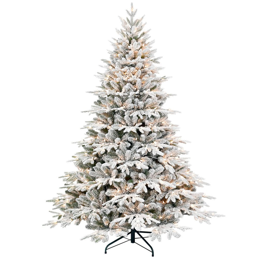 5' White Pre Lit Full Flocked Fir Christmas Tree