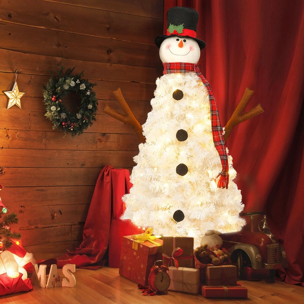 4' White Pre Lit Full Frosted Spruce Christmas Tree