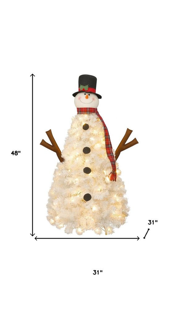 4' White Pre Lit Full Frosted Spruce Christmas Tree