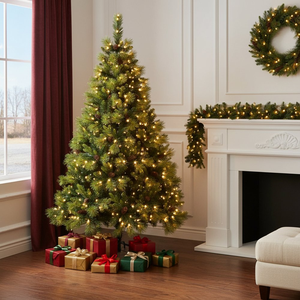 6' Pre Lit Full Spruce Christmas Tree With Decorations