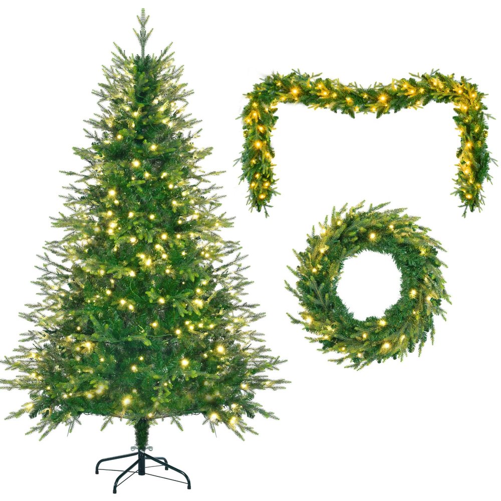 6' Pre Lit Full Spruce Christmas Tree With Decorations