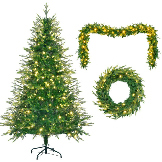 6' Pre Lit Full Spruce Christmas Tree With Decorations