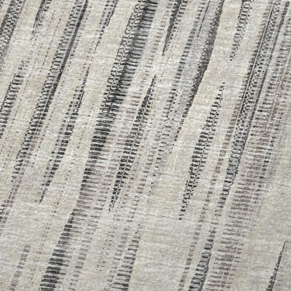 50" X 70" Beige And Charcoal Striped Microfiber Plush Throw Blanket