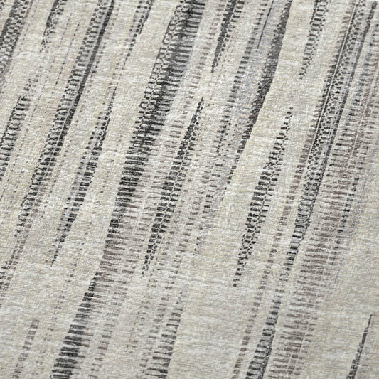 50" X 70" Beige And Charcoal Striped Microfiber Plush Throw Blanket