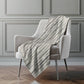 50" X 70" Beige And Charcoal Striped Polyester Woven Plush Throw Blanket