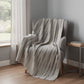 50" X 70" Beige And Charcoal Striped Microfiber Plush Throw Blanket