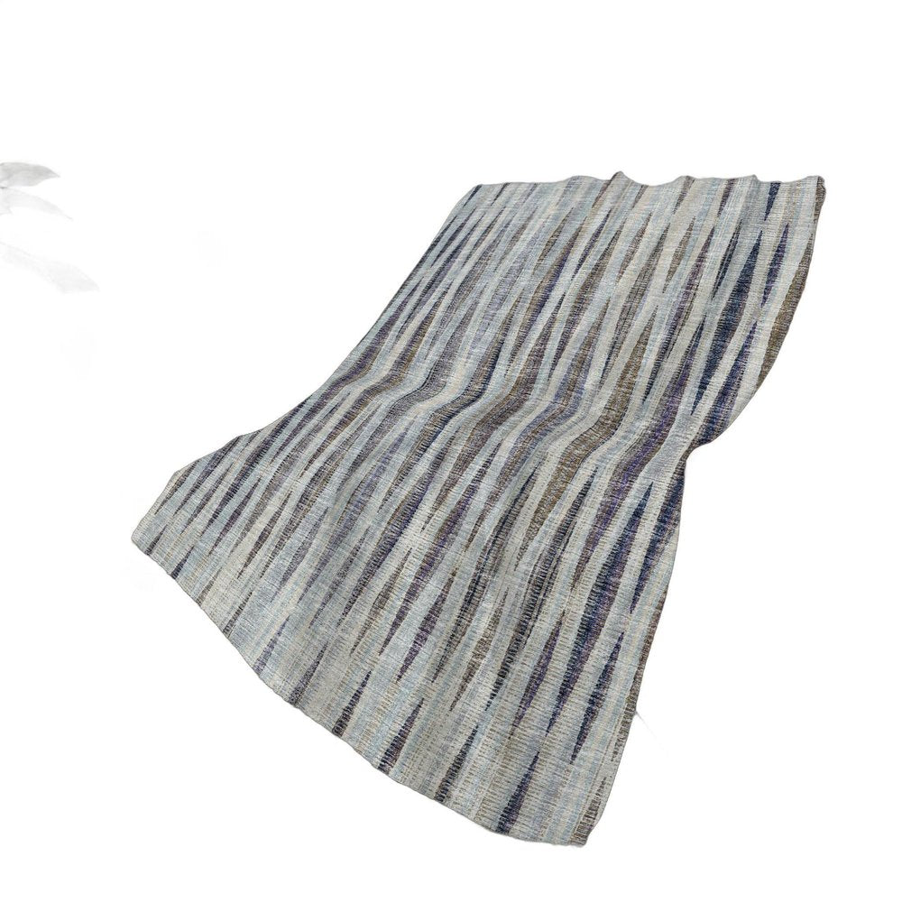 50" X 70" Pacific Blue And Brown Striped Plush Throw Blanket