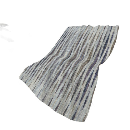 50" X 70" Pacific Blue And Brown Striped Polyester Woven Plush Throw Blanket