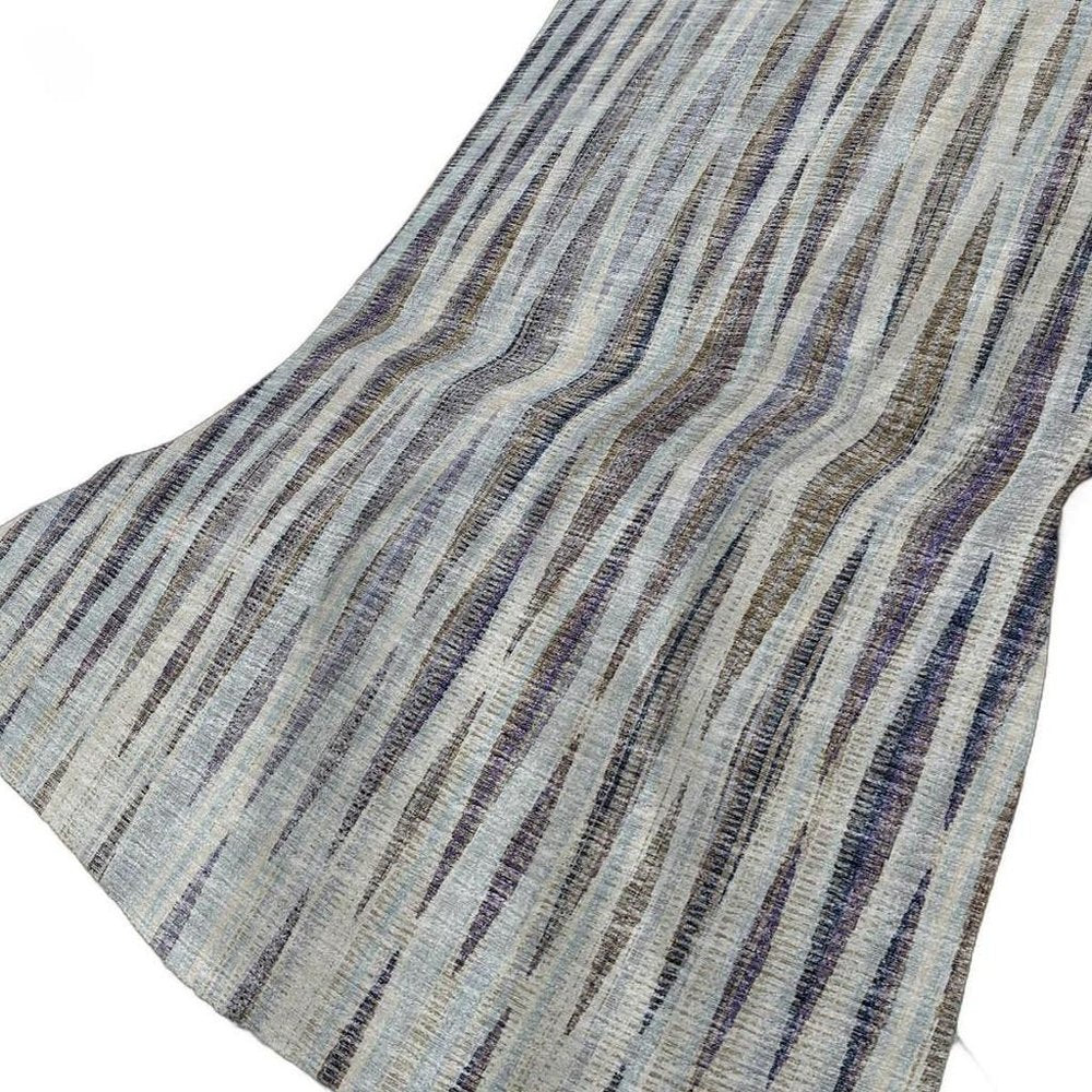 50" X 70" Pacific Blue And Brown Striped Polyester Woven Plush Throw Blanket