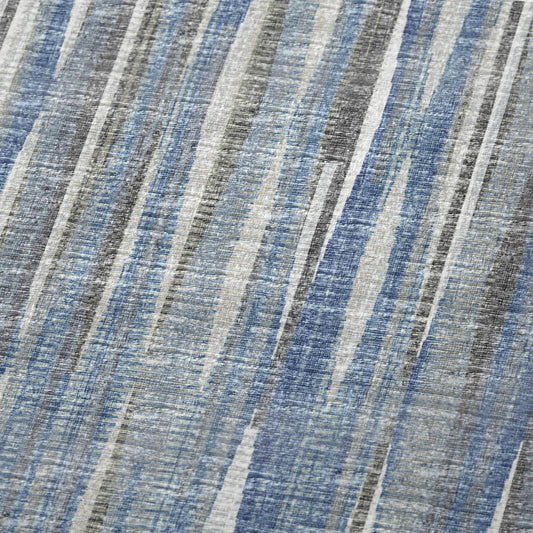 50" X 70" Blue And Beige Striped Microfiber Plush Throw Blanket