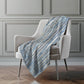 50" X 70" Blue And Beige Striped Polyester Woven Plush Throw Blanket
