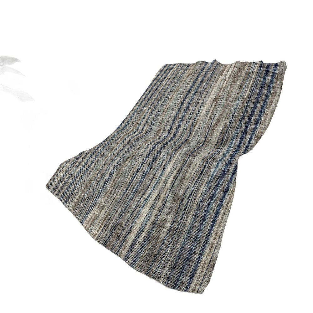 50" X 70" Brown And Blue Striped Polyester Woven Plush Throw Blanket