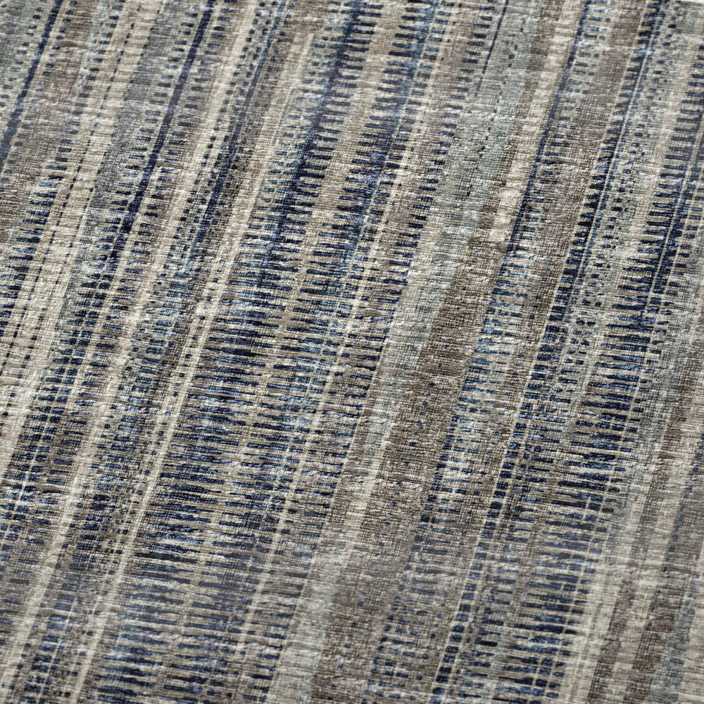 50" X 70" Brown And Blue Striped Polyester Woven Plush Throw Blanket