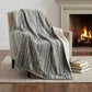 50" X 70" Brown And Blue Striped Polyester Woven Plush Throw Blanket