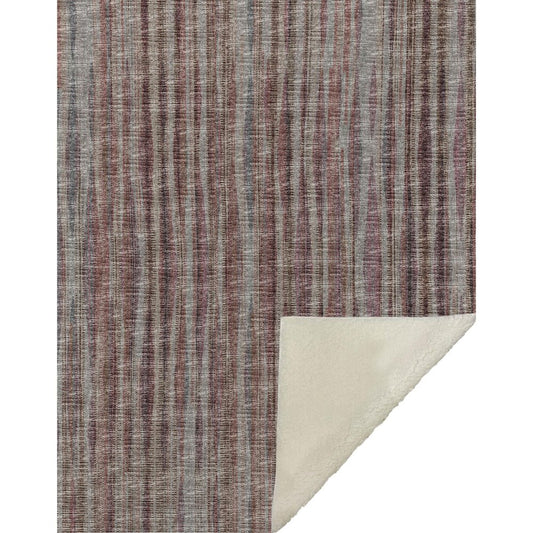 50" X 70" Burgundy And Beige Striped Microfiber Plush Throw Blanket