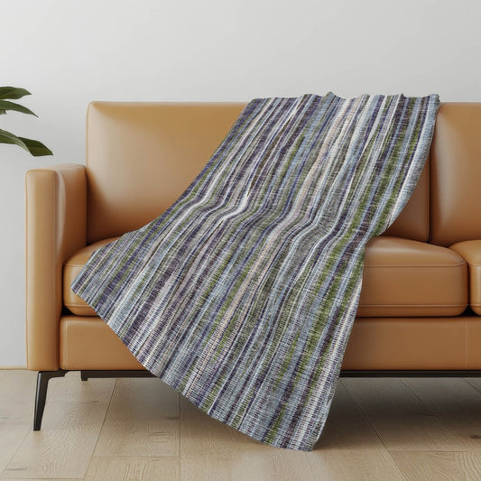 50" X 70" Plum And Ivory Striped Polyester Woven Plush Throw Blanket