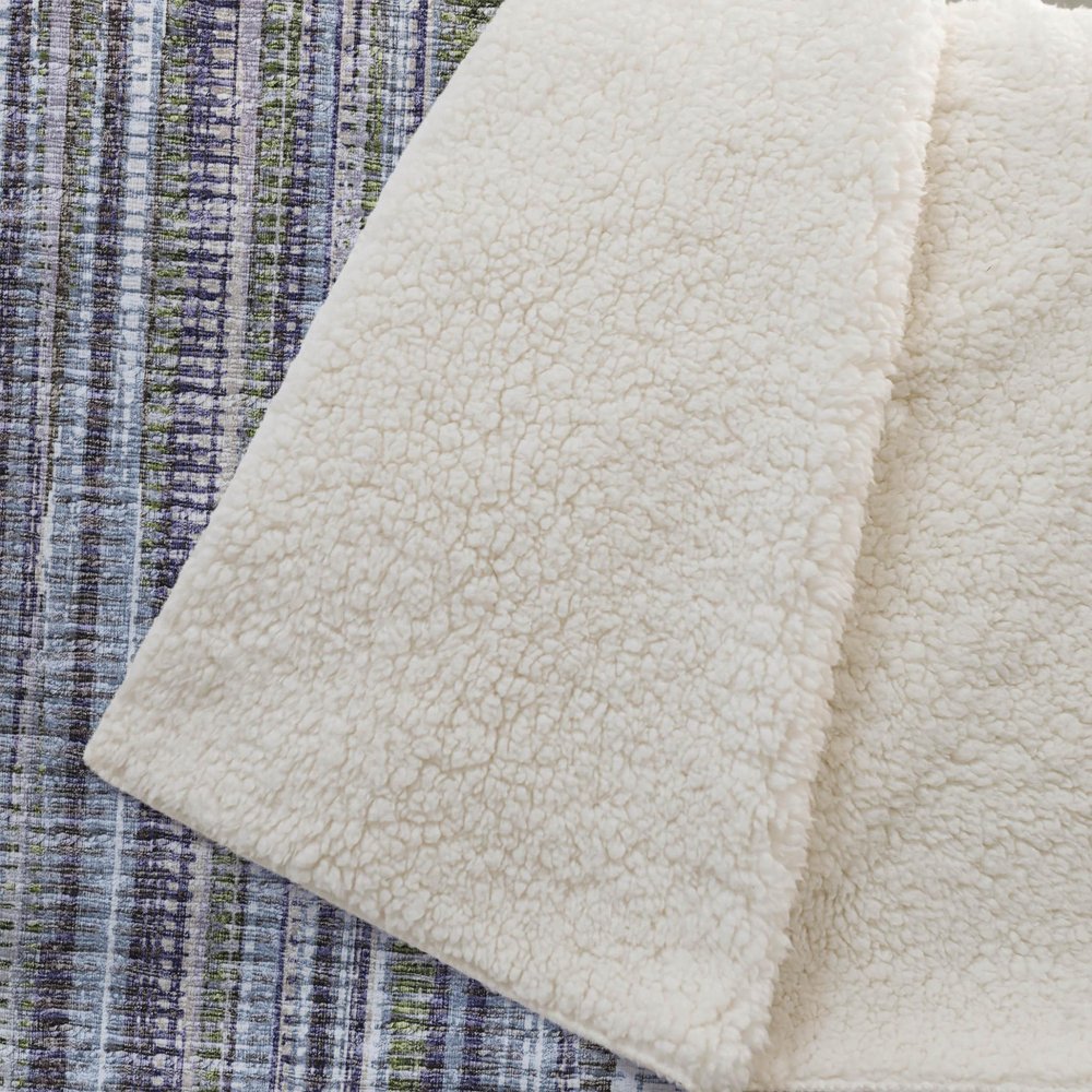 50" X 70" Plum And Ivory Striped Microfiber Plush Throw Blanket