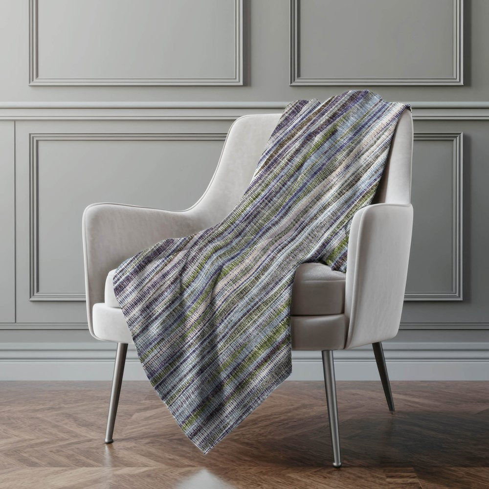 50" X 70" Plum And Ivory Striped Polyester Woven Plush Throw Blanket