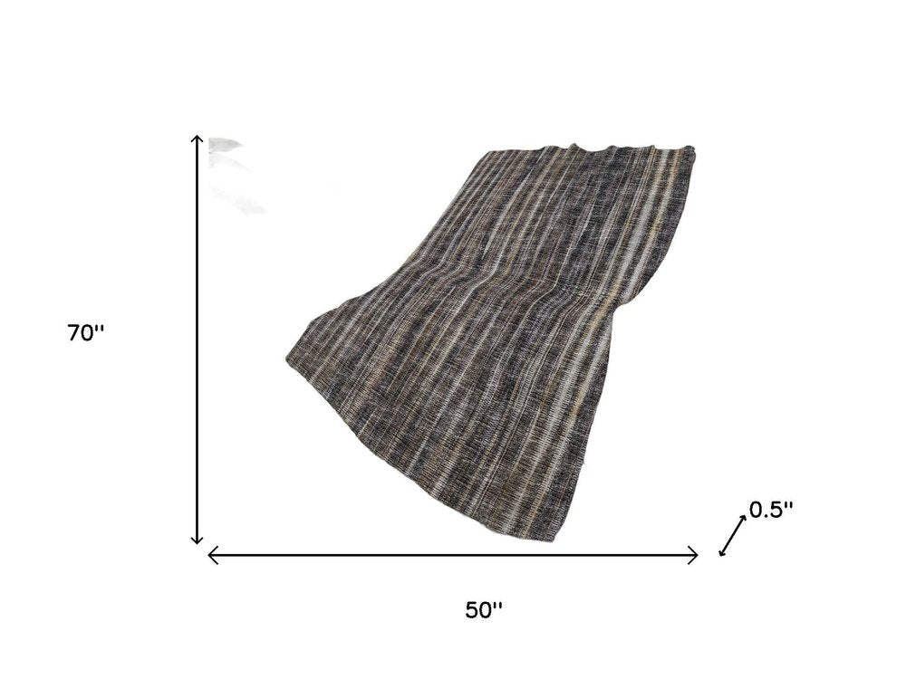 50" X 70" Brown And Beige Striped Plush Throw Blanket