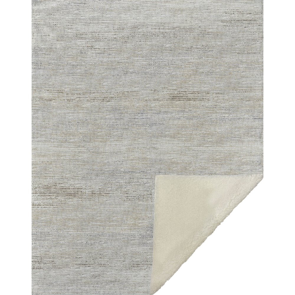50" X 70" Beige And Ivory Abstract Microfiber Plush Throw Blanket
