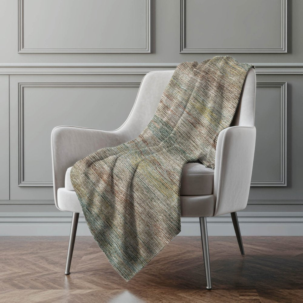 50" X 70" Beige Brown And Yellow Abstract Polyester Woven Plush Throw Blanket