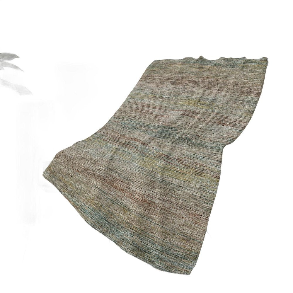 50" X 70" Beige Brown And Yellow Abstract Polyester Woven Plush Throw Blanket