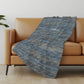 50" X 70" Blue And Gold Abstract Polyester Woven Plush Throw Blanket