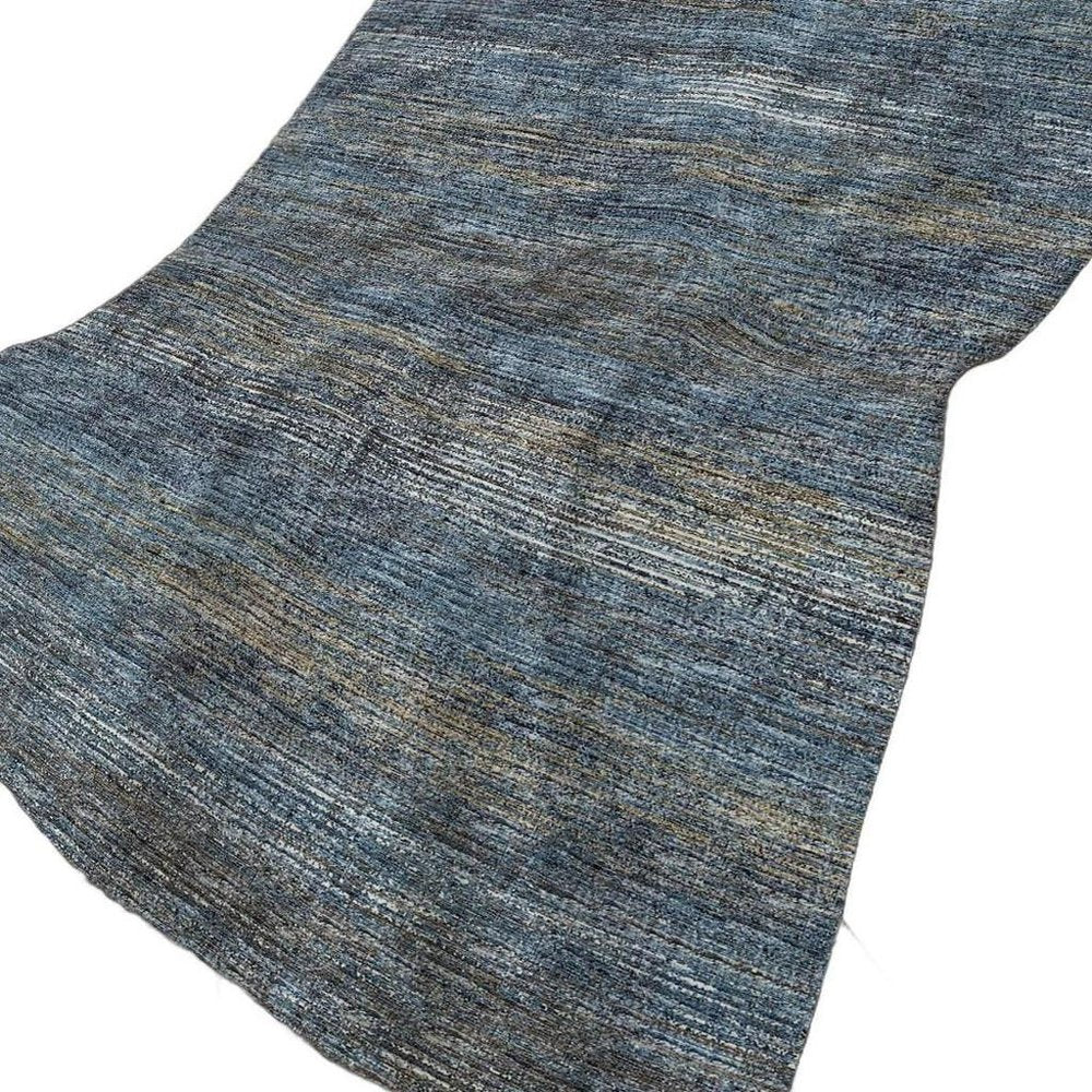 50" X 70" Blue And Gold Abstract Plush Throw Blanket