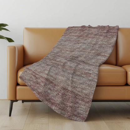 50" X 70" Burgundy And Beige Abstract Polyester Woven Plush Throw Blanket