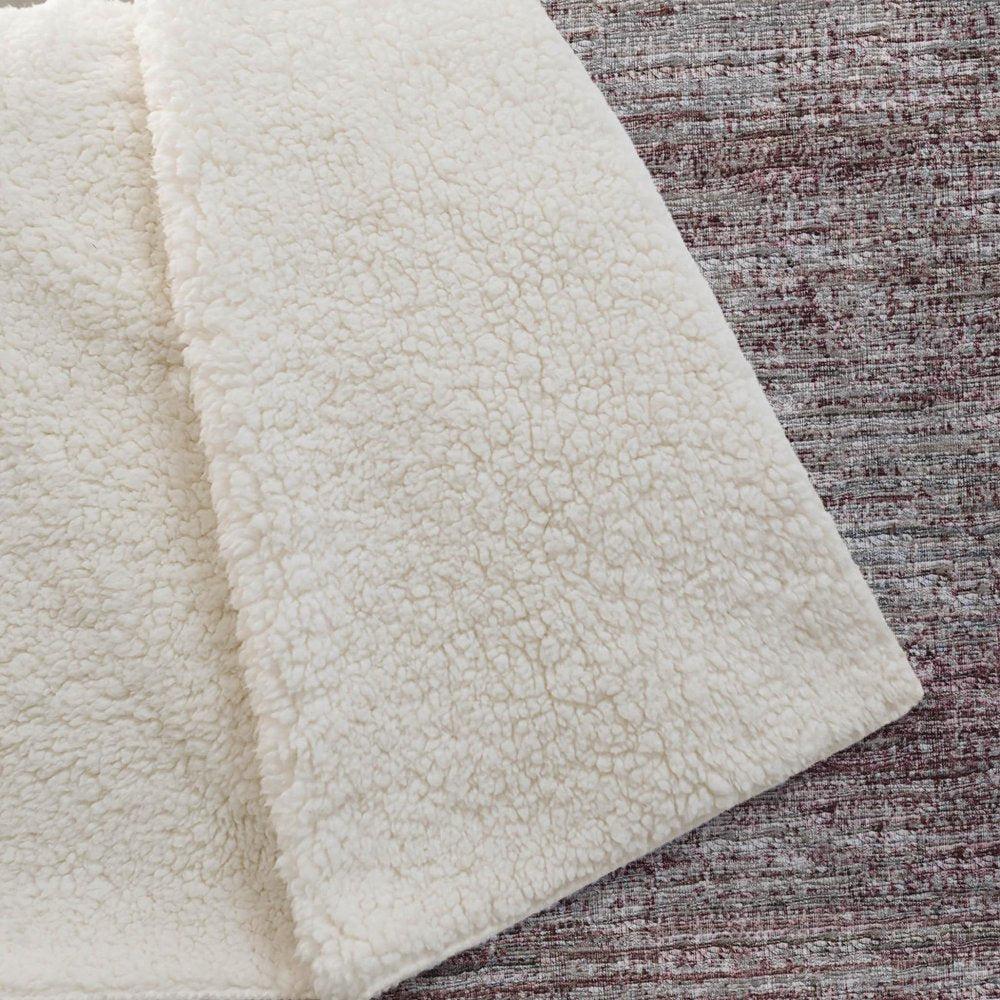 50" X 70" Burgundy And Beige Abstract Polyester Woven Plush Throw Blanket