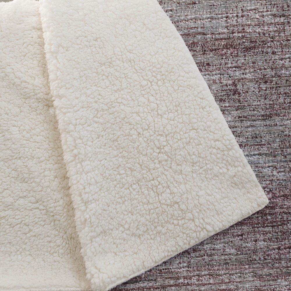 50" X 70" Burgundy And Beige Abstract Polyester Woven Plush Throw Blanket