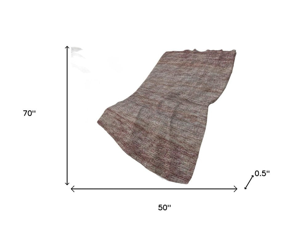 50" X 70" Burgundy And Beige Abstract Polyester Woven Plush Throw Blanket