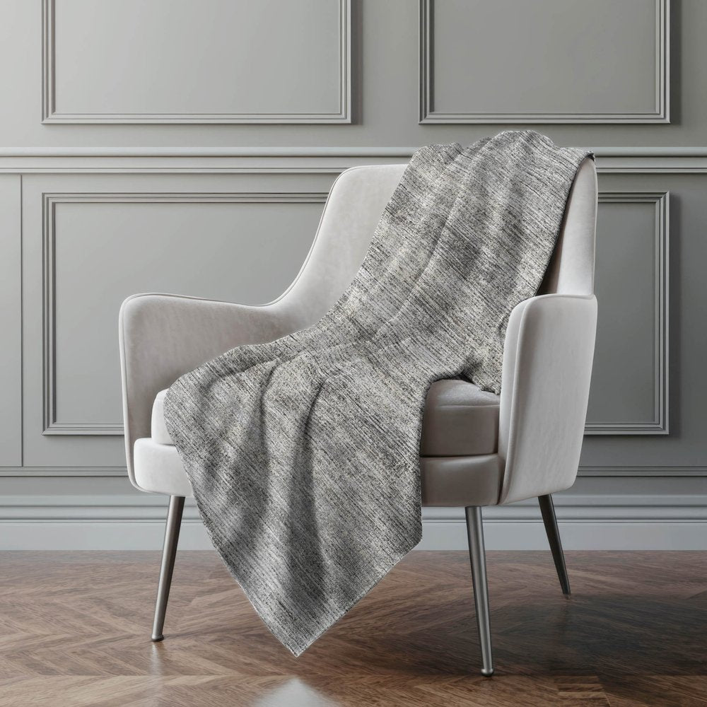 50" X 70" Silver And Gray Abstract Polyester Woven Plush Throw Blanket