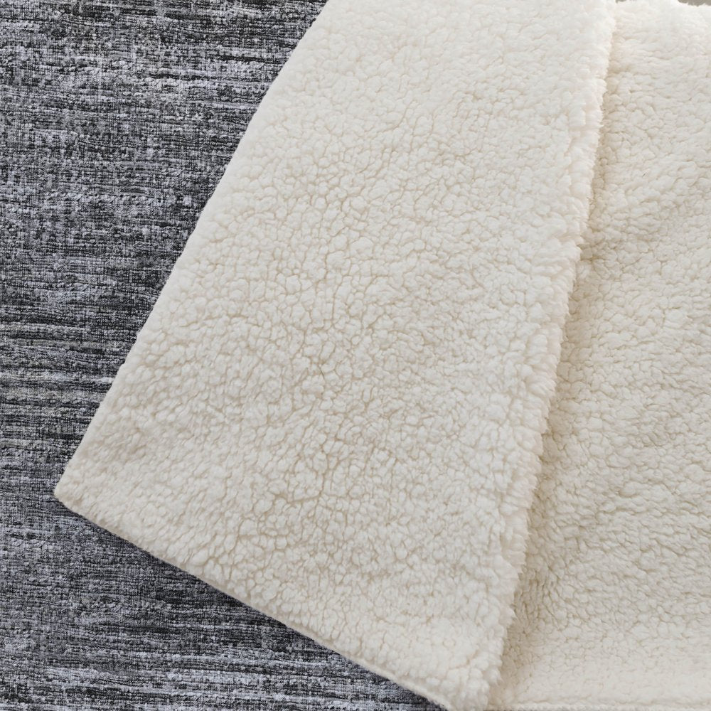 50" X 70" Gray And Silver Abstract Polyester Woven Plush Throw Blanket