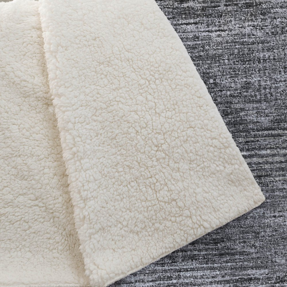 50" X 70" Gray And Silver Abstract Polyester Woven Plush Throw Blanket