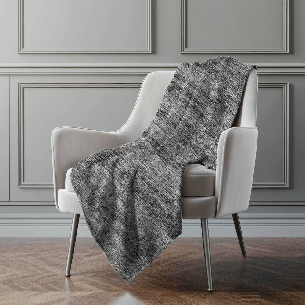 50" X 70" Gray And Silver Abstract Polyester Woven Plush Throw Blanket