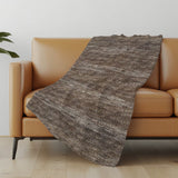 50" X 70" Brown And Beige Abstract Polyester Woven Plush Throw Blanket