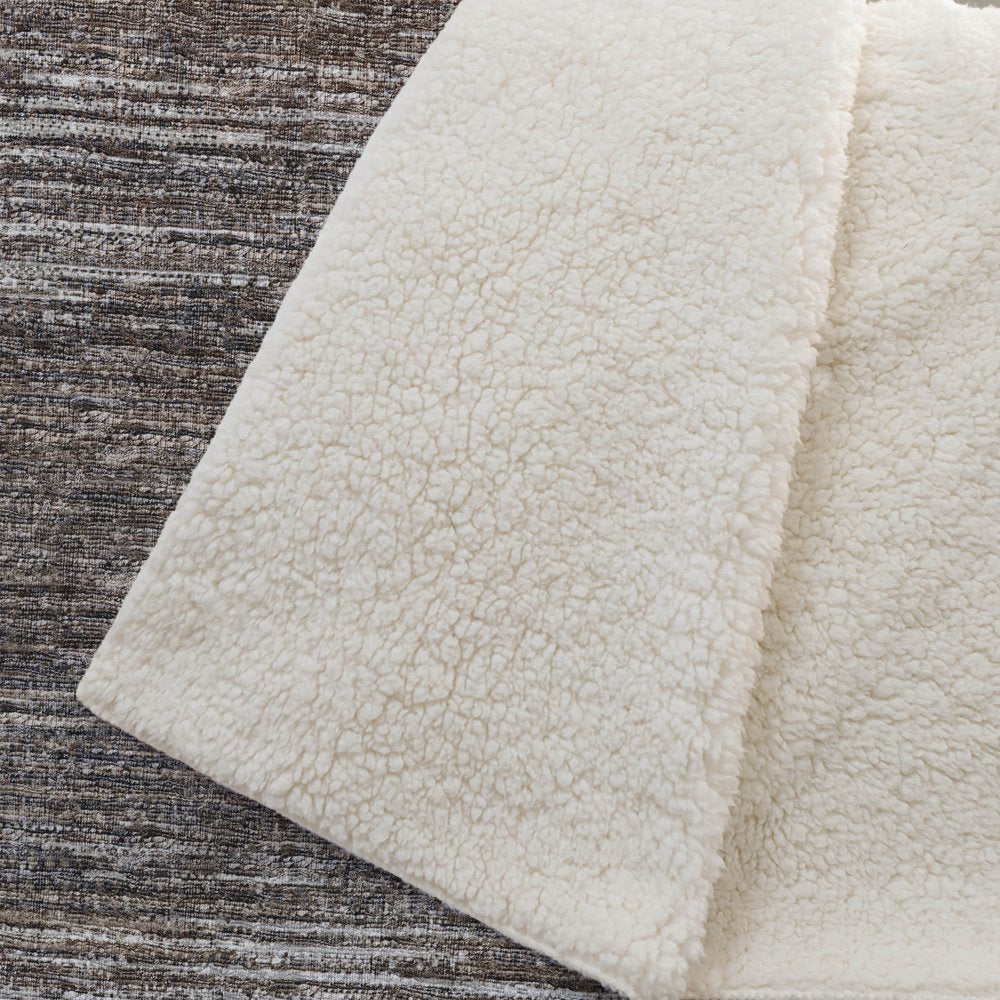 50" X 70" Brown And Beige Abstract Polyester Woven Plush Throw Blanket