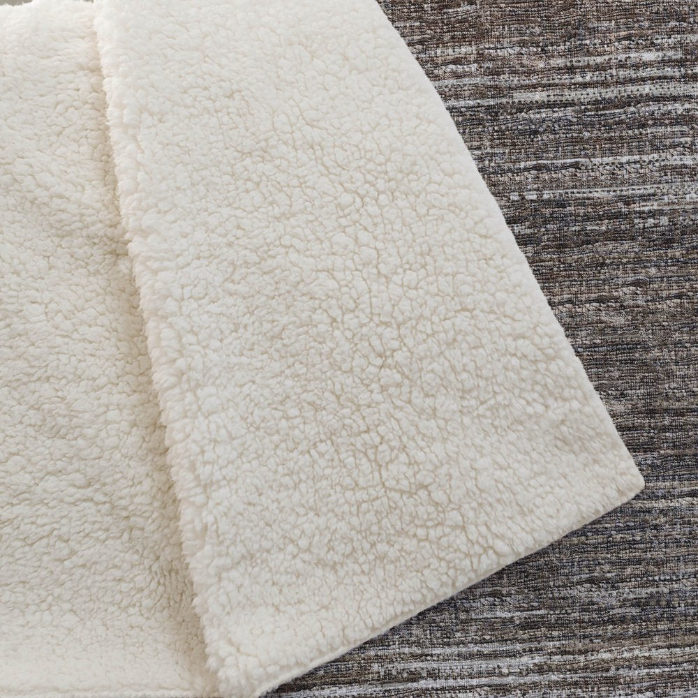 50" X 70" Brown And Beige Abstract Polyester Woven Plush Throw Blanket