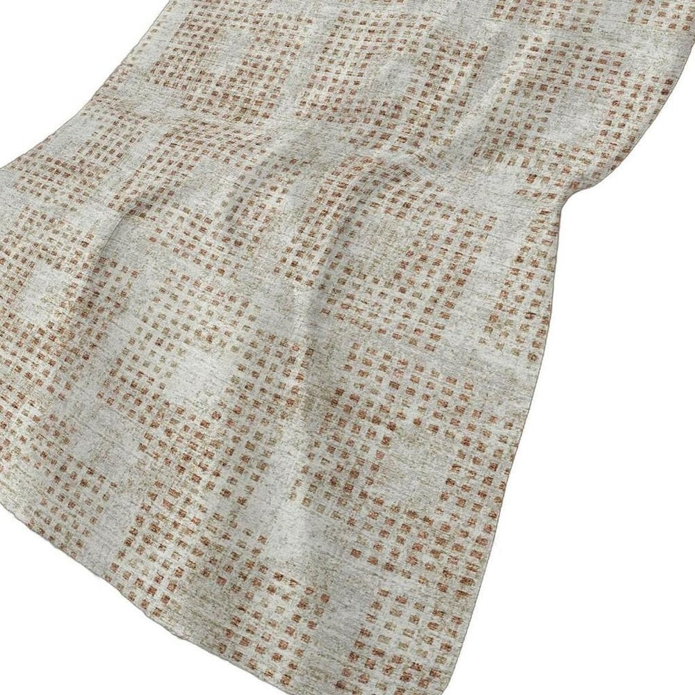 50" X 70" Cinnamon And Beige Geometric Polyester Woven Plush Throw Blanket
