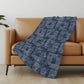 50" X 70" Blue And Ivory Geometric Polyester Woven Plush Throw Blanket