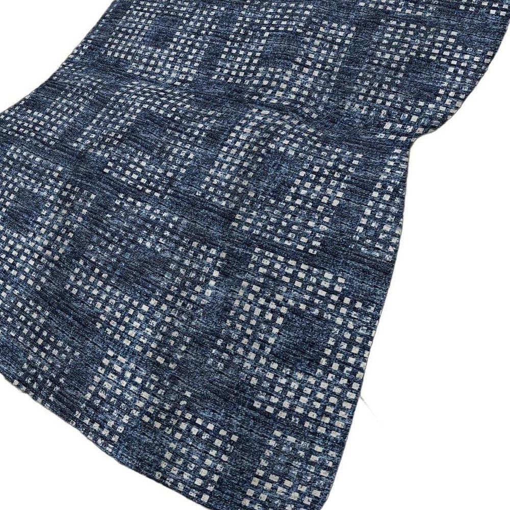 50" X 70" Blue And Ivory Geometric Polyester Woven Plush Throw Blanket