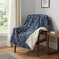 50" X 70" Blue And Ivory Geometric Polyester Woven Plush Throw Blanket
