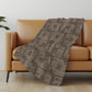 50" X 70" Brown And Ivory Geometric Polyester Woven Plush Throw Blanket
